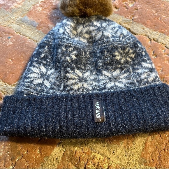 Muk Luk's Women's Fur Pom Beanie Winter Cuff Hat Pom Pom Fairy Dust Glitter GRAY - Picture 10 of 14